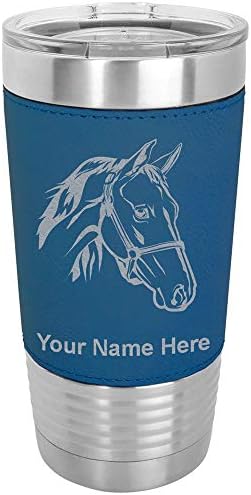  20oz Vacuum Insulated Tumbler Mug, Horse Head 2, Personalized Engraving Included (Faux Leather, Rustic)