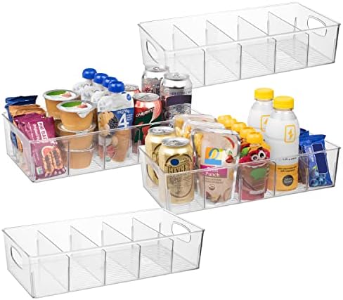  Plastic Pantry Organization And Storage Bins With Removable Dividers – XL Perfect Kitchen Organization Or Kitchen Storage – Refrigerator Organizer Bins, Cabinet Organizers, 2 Pack