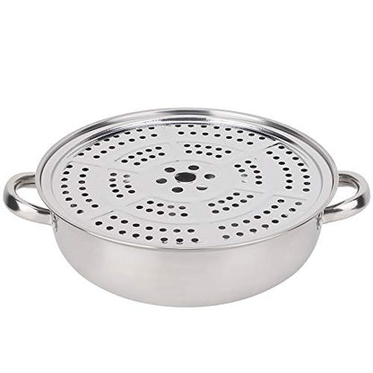  28CM Stainless Steel Single-layer Soup Pot, Hot Pot, Steamer, Soup Pot, New Heightened Steel And Glass Composite Cover, Open Flame, Induction Cooker, Infrared, Electric Stove Heating