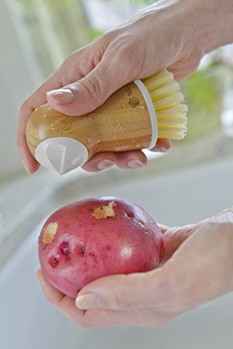  Tater Mate Bamboo Potato Brush With Eye Remover, White