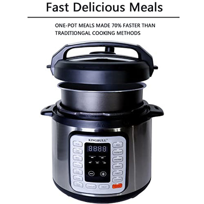  8 Quart 12-in-1 SS Electric Pressure Cooker, Multi-Use Slow Cooker, Rice Cooker, Steamer, Sauté, Yogurt Maker, Warmer &Delay Start,LED Screen& Manual,Silver