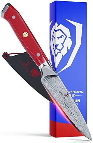  Paring Knife - 3.5 Inch - Shogun Series ELITE - Damascus - AUS-10V Japanese Super Steel Kitchen Knife - Vacuum Treated - Vegetable, Fruit Knife - W/Sheath