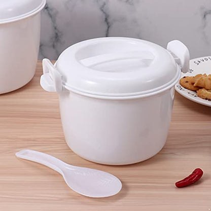  Portable Microwave Rice Cooker With Rice Paddle Food Steamer Pot White Small
