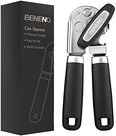  Can Opener Manual, Can Opener With Magnet, Hand Can Opener With Sharp Blade Smooth Edge, Handheld Can Openers With Big Effort-Saving Knob, Can Opener With Multifunctional Bottles Opener