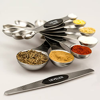  Measuring Spoons 18/8 Stainless Steel Measuring Spoons Set Of 7 Piece With 1 Leveler Dry And Liquid Ingredients (Dual Sided)