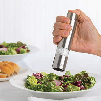  Stainless Steel 6 Inch One-Hand Thumb Mill Salt Grinder, 6", Silver