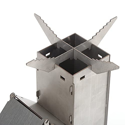  Rocket Stove, Portable Backpacking Stove Detachable Unlimited Fuel Source Stainless Steel For Outdoor Cooking