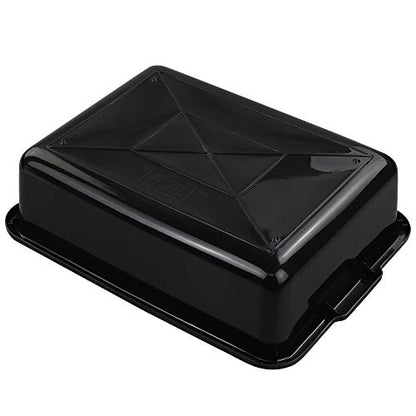  Plastic Bus Tub Set Of 4, Black Rectangle Plastic Dish Pans, 8 Liters