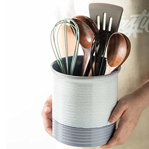  Tensil Holder For Countertop, Cooking Utensil Holder, Large Utensil Crock Stoneware Utensil Holder For Kitchen Counter Perfect For Utensil Starw Or Any Size Kitchen Accessories Framhouse Style