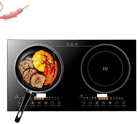  Ouble Induction Cooker With 2 Burners, 1200W Electric Burner Cooker, Tempered Glass Induction Conduction Cooktop, Dual Induction Cooktop Counter Top Burner, Independent Control Multiple Power Levels