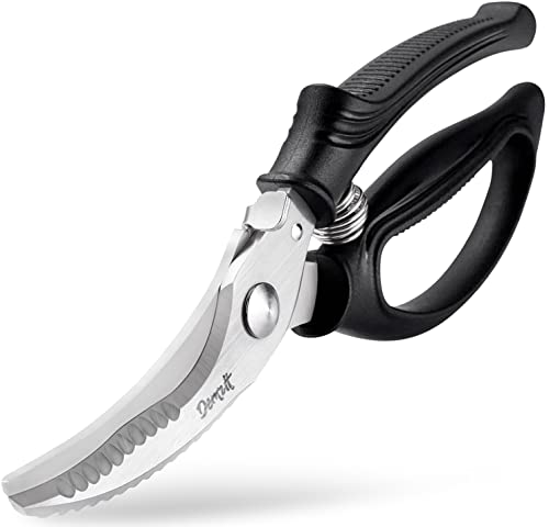  Poultry Shears, Heavy Duty Kitchen Scissors - Rust Proof Bone Cutting Scissors For Cutting Chicken & Chopping Vegetables - Chicken Meat Shears For Professionals - Black