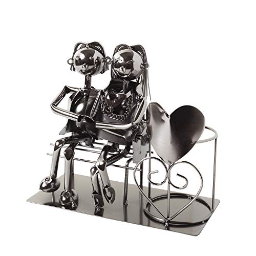  Wine Bottle Holder Statue Love Couple On The Bench Sculptures And Figurines Decor & Vintage Wine Racks And Stands Gifts Decoration