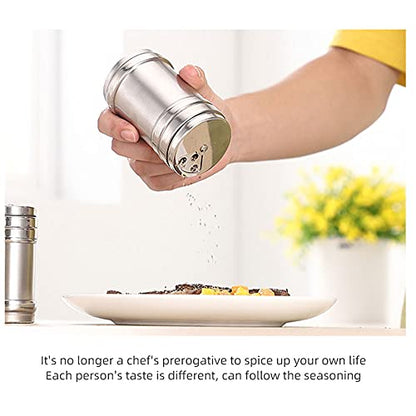  Steel Seasoning 2 Pack Seasoning Bottle With Stainless Steel Dredge Shaker Spice Shaker Cooking Kitchen Gadget Rotatable Cover
