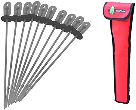  Skewers Set - 10 Stainless Steel Wide BBQ Kebob Sticks For BBQ Grill - Flat Metal With Food Remover Disc - BBQ Accessories, 12 Inch