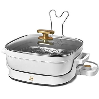  5-in-1 Electric Expandable Skillet, White Icing By Drew Barrymore, Up To 7 QT