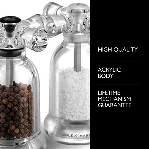 Cole & Mason OLE & MASON Tap Salt And Pepper Grinder Set - Acrylic Mills Include Precision Mechanisms And Premium Sea Salt And Peppercorns