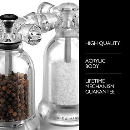 Cole & Mason OLE & MASON Tap Salt And Pepper Grinder Set - Acrylic Mills Include Precision Mechanisms And Premium Sea Salt And Peppercorns