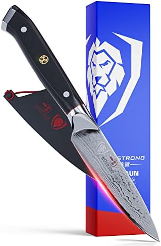  Paring Knife - 3.5 Inch - Shogun Series ELITE - Damascus - AUS-10V Japanese Super Steel Kitchen Knife - Vacuum Treated - Vegetable, Fruit Knife - W/Sheath