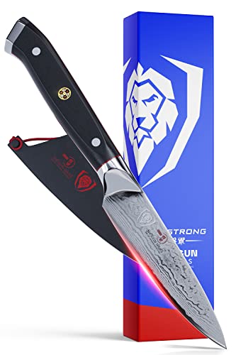  Paring Knife - 3.5 Inch - Shogun Series ELITE - Damascus - AUS-10V Japanese Super Steel Kitchen Knife - Vacuum Treated - Vegetable, Fruit Knife - W/Sheath