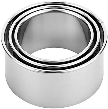  Cookie Cutters - Biscuit Cutters/Stainless Steel Dumpling Cutters/Cake Pastry Cutters / Cake Cookie Scone Cutters Molds Stamps For Cooking Baking ( 3Pcs, Round Edge)