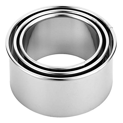  Cookie Cutters - Biscuit Cutters/Stainless Steel Dumpling Cutters/Cake Pastry Cutters / Cake Cookie Scone Cutters Molds Stamps For Cooking Baking ( 3Pcs, Round Edge)