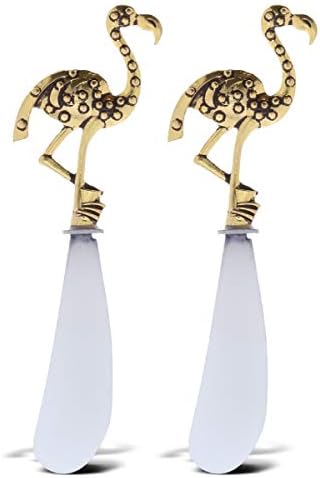  Gold Stainless Steel Dip & Cheese Spreader, Condiment & Butter Spreader Utensils For Appetizer Spread, Metal Cheese Spreaders Kitchen Set Of 2-4.85" - Flamingo