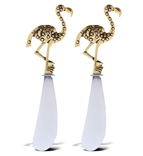  Gold Stainless Steel Dip & Cheese Spreader, Condiment & Butter Spreader Utensils For Appetizer Spread, Metal Cheese Spreaders Kitchen Set Of 2-4.85" - Flamingo