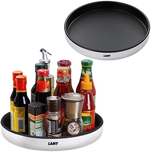 Lamy AMY Lazy Susan Organizer Kitchen Organization, 2 Pack 10 Inch Lazy Susan Turntable For Cabinet, Pantry, Refrigerator And Table, Black