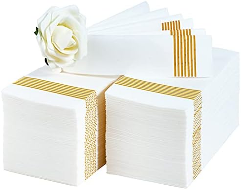  200 Packs Linen-like Guest Towels Disposable, Disposable Dinner Napkins Paper For Kitchen, Disposable Hand Towels For The Bathroom, Wedding Napkins, Party Napkins. (Striped Silver)