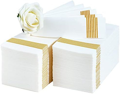  200 Packs Linen-like Guest Towels Disposable, Disposable Dinner Napkins Paper For Kitchen, Disposable Hand Towels For The Bathroom, Wedding Napkins, Party Napkins. (Striped Silver)