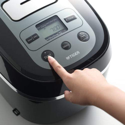 TIGER JBX-A18U 10-Cup Capacity Easy-to-Clean Micom Electric Rice Cooker With Tacook Cooking Plate, Scratch Resistant Inner Pot And Steam Gasket (Black And Stainless Steel)