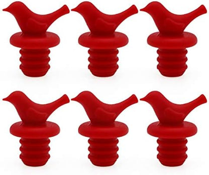  Little Bird Wine Bottle Stopper, Silicone Reusable Beverage Bottle Stopper, Decorate Wine Outlet Cap, Cute Wine Toppers For Preserver, Set Of 6