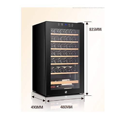  NIVOK 33 Bottles Wine Cooler, Digital Temperature Display-Double-Layer Tempered Glass Door-Quiet Operation Fridge Freestanding Wine Refrigerator