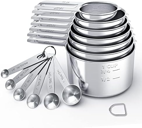  Stainless Steel Measuring Cups & Spoons Set, Cups And Spoons,Kitchen Gadgets For Cooking & Baking (Sliver-5+6)