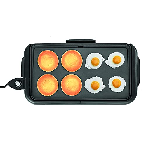 Bella Electric Ceramic Titanium Skillet, Glass Lid Included, 12" X 12", Copper/Black & Electric Griddle W Warming Tray, Healthy-Eco Non-stick Coating, Hassle-Free Clean Up, 10" X 18", Copper/Black