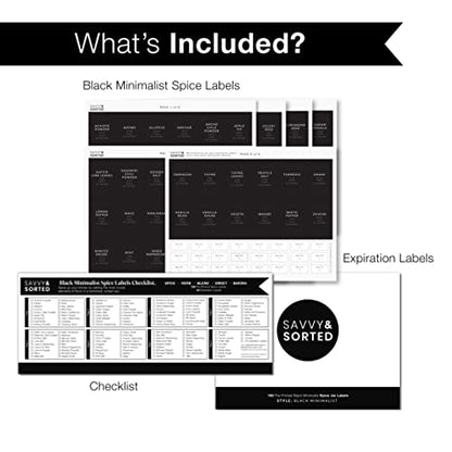  Black Spice Labels For Spice Jars | 148 Spice Jar Labels For Spice Containers | Spice Labels Stickers Preprinted | Spice Organizing Labels Herb Seasoning Kitchen Pantry Labels For Jars