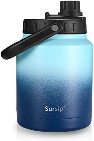  64 Oz Vacuum Insulated Water Jug,Half Gallon Stainless Steel Double Walled Water Bottle,18/8 Food-Grade Insulated Water Bottle ,Travel Drinking Water Flask-Cotton Candy
