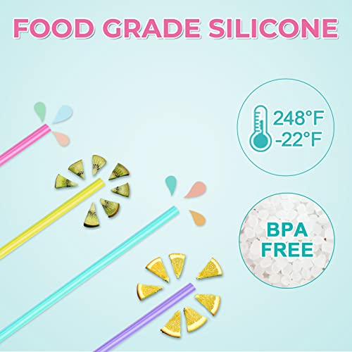  Reusable Silicone Drinking Straws 15 Pack, Heart Shaped Straws With 2pcs CLeaner Brushes For Smoothies Tumblers Cocktail MilkShake, DishWasher Safe