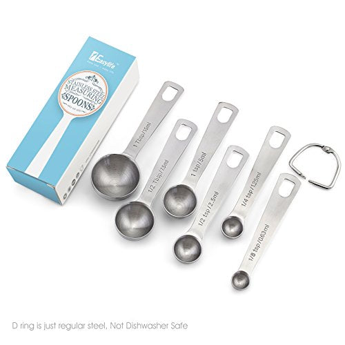  18/8 Stainless Steel Measuring Spoons, Set Of 6 For Measuring Dry And Liquid Ingredients