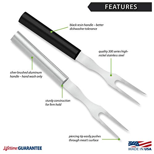 Ada Cutlery Carving Fork Stainless Steel Tine Steel Resin Made In USA, 9-1/2 Inches, Black Handle