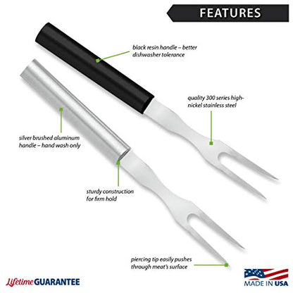  Ada Cutlery Carving Fork Stainless Steel Tine Steel Resin Made In USA, 9-1/2 Inches, Black Handle