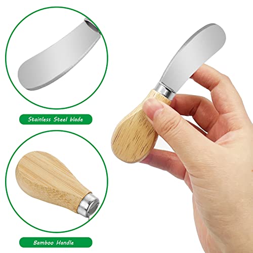  8 Pieces Cheese Spreaders With Wooden Handle, LyfLux Stainless Steel Butter Spreaders, Sandwich Cream Cheese Cake Condiment Spreaders, 4.7 Inch