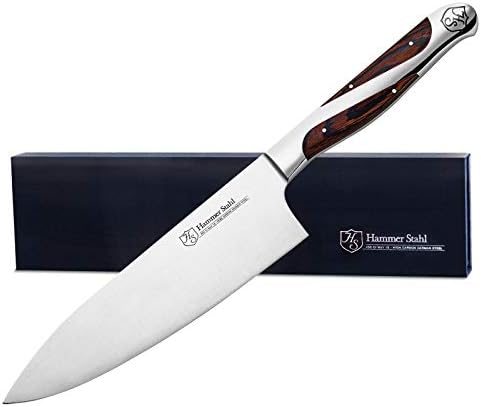  8-Inch Chef Knife - High Carbon German Forged Steel - Professional Kitchen Knife - Ergonomic Quad-Tang Pakkawood Handle