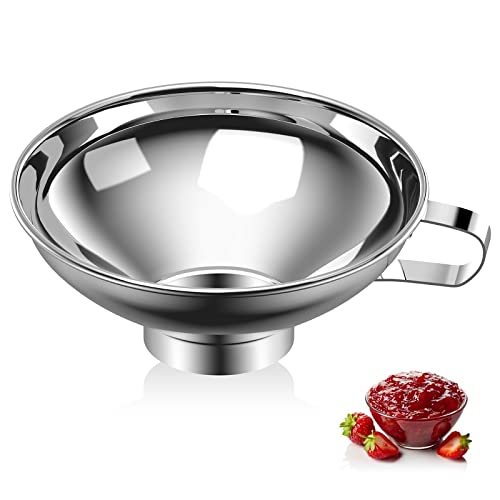  Canning Funnel For Kitchen Use, Wide Mouth Stainless Steel Funnel For Wide And Regular Mouth Mason Jar, Food Grade Metal Funnel For Filling Bottle, Large Funnel For All Liquid And Solid