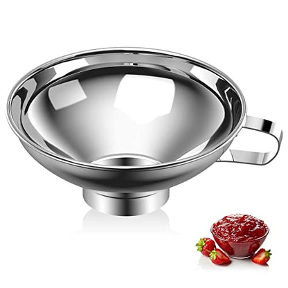  Canning Funnel For Kitchen Use, Wide Mouth Stainless Steel Funnel For Wide And Regular Mouth Mason Jar, Food Grade Metal Funnel For Filling Bottle, Large Funnel For All Liquid And Solid