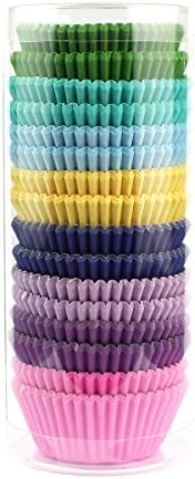  Mini Cupcake Liners Muffin Wrappers Rainbow Bright Baking Cups Paper, 400 Pack