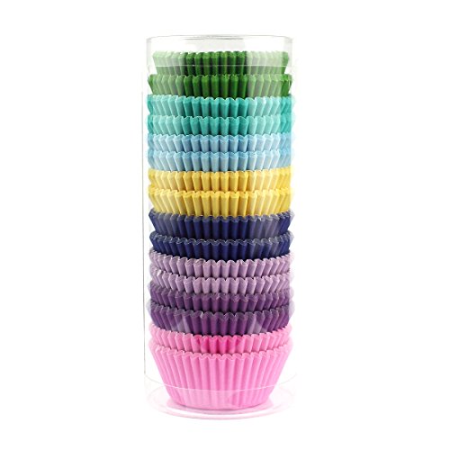  Mini Cupcake Liners Muffin Wrappers Rainbow Bright Baking Cups Paper, 400 Pack