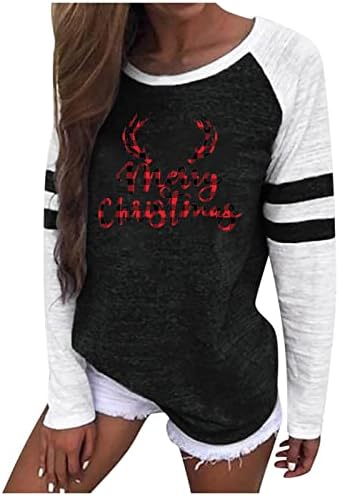  Pullover Sweatshirts For Women Fall Plus Size Sweatshirts Long Sleeve Christmas Print Crew Neck Pullover Top Streetwear