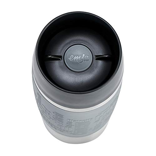 Emsa Msa N20131 Travel Mug Thermo/Insulated Stainless Steel 0.5 Litres Hot 4 Hours Cold 8 Hours BPA Free 100% Leak Proof Dishwasher Safe 360° Drinking Opening Grey