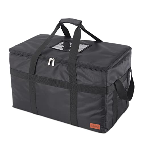  Insulated Food Delivery XXL Commercial Bag Grocery Bags Hot Bags For Delivery Waterproof - Premium Food Warmer Bag For Uber Eats And Doordash With Hard Bottom Black